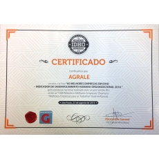 CERTIFICADO MELHORES EMPRESAS EM IDHO - INDICADOR DE DESENVOLVIMENTO HUMANO ORGANIZACIONAL 2016